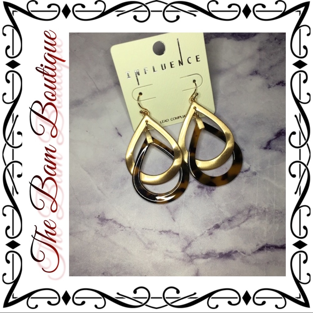 Tortoise Link Double Teardrop Earrings